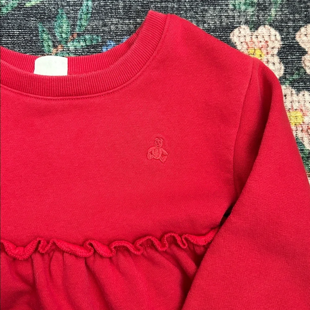 Gap Toddler Red Sweatshirt Ruffle Dress, Size 2T